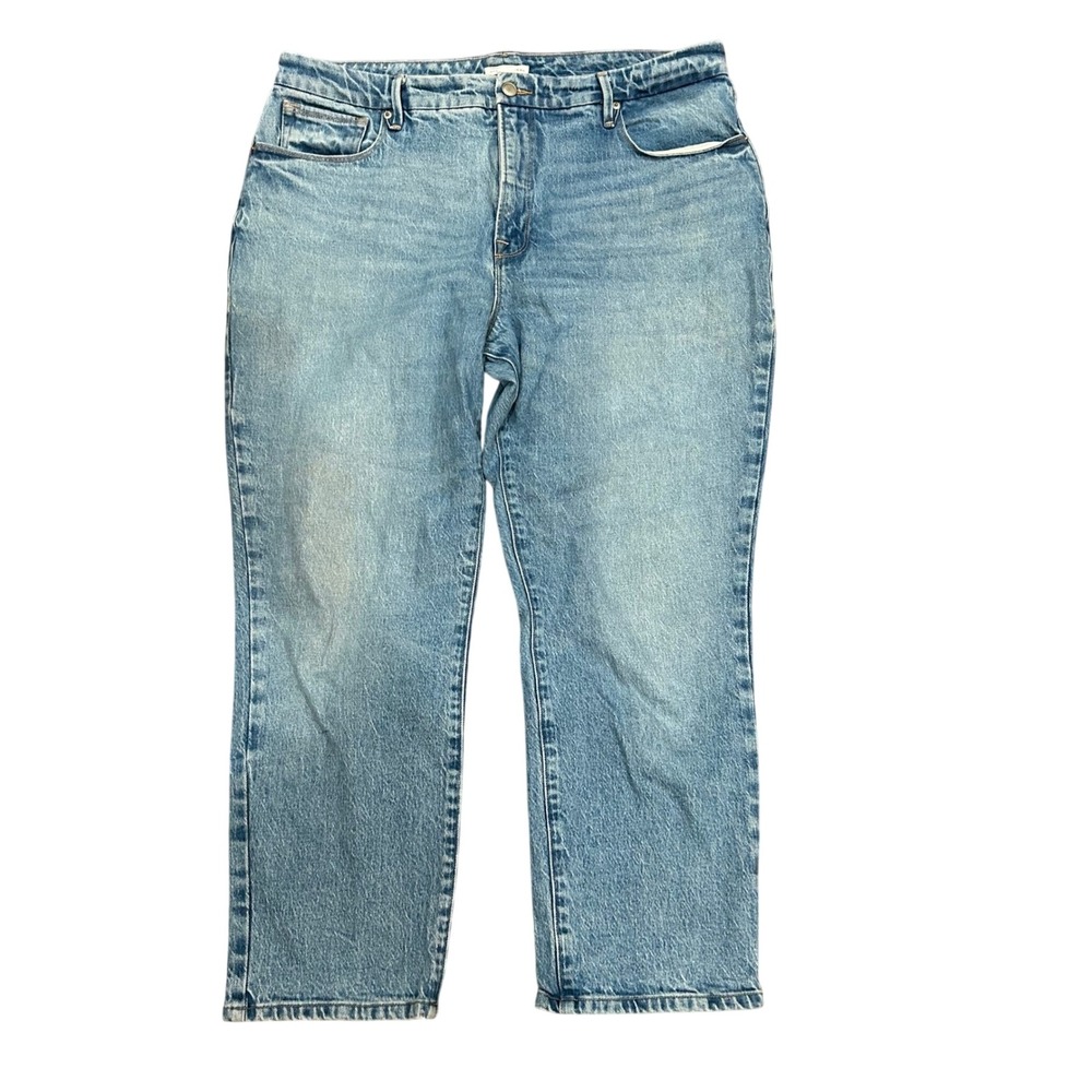 Good American Straight Leg Jeans Women Blue High Rise Denim GV602TFT Size 15